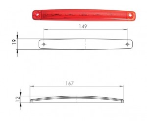 GABARIT UNIVERZALNI 12V-24V 12 LED CRVENI EMR